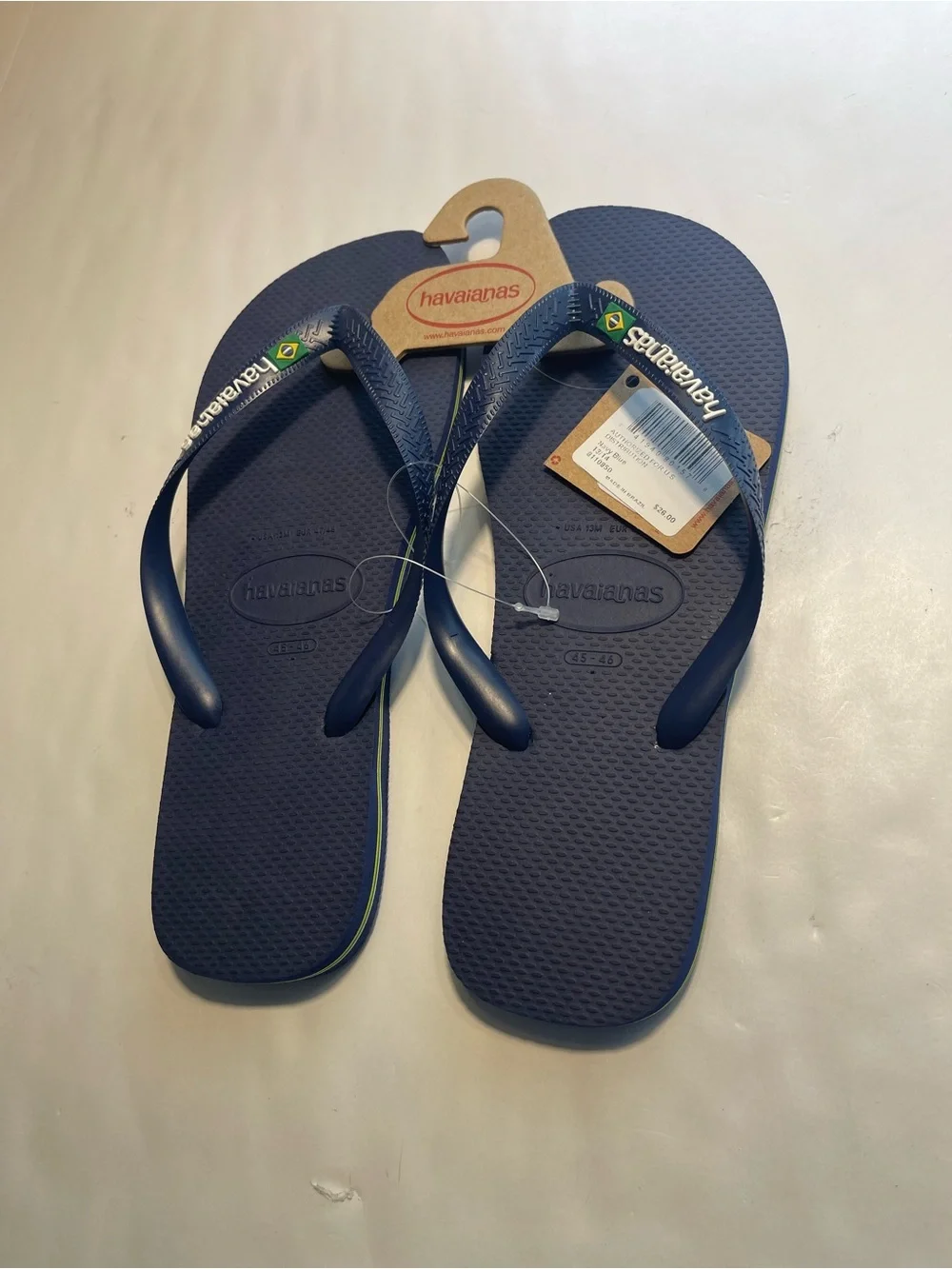 Havaianas Flip Flops Brazilian Flag Beach Summer Sandals Dark blue Men’s 13 New